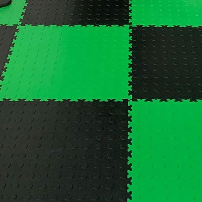These Light Green Diamond Plate - MotoLock Interlocking Floor Tile can be laid quickly and easily on any reasonably smooth and level concrete base creating ready-for-use, dust-free, anti-skid surfaces and can be easily cleaned with a brush and sponge floor mop. The tiles simply snap together. No nails or glue are required, which means your floor can be easily transferred or reused again. Give your flooring a fresh and modern feel.