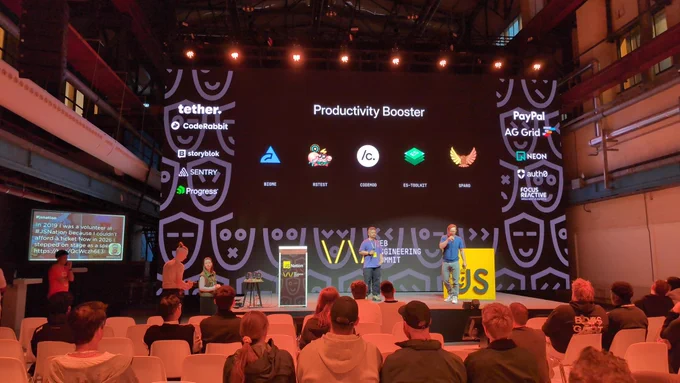 JS Open Source Awards 2026 "Productivity Booster" category nominees: Biome, Rstest, Codemod, es-toolkit, and Sparo!