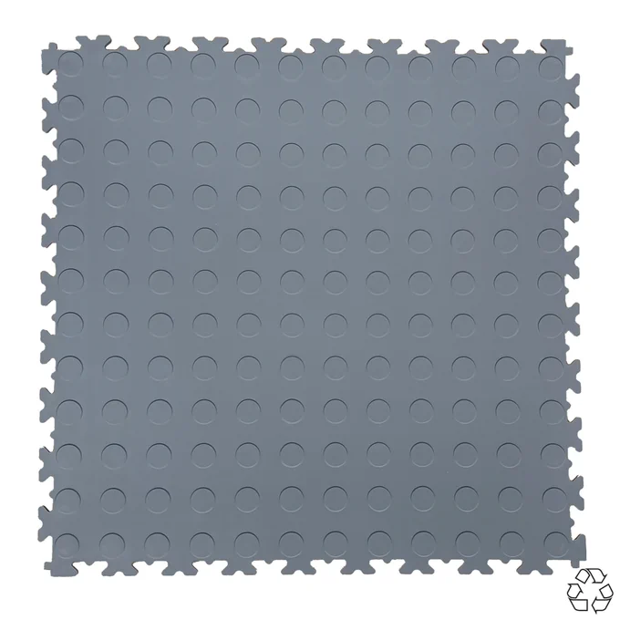 Looking to kick things up a notch with your flooring. Equip your flooring space with these essentials to make your space unique and more of a productive area. These Mid Grey Recycled CoinTop - MotoLock Interlocking Floor Tile are a perfect solution for Garages, Workshops, Warehouses, Gyms, Factories, Commercial and Temporary Spaces making your flooring space stand out.
