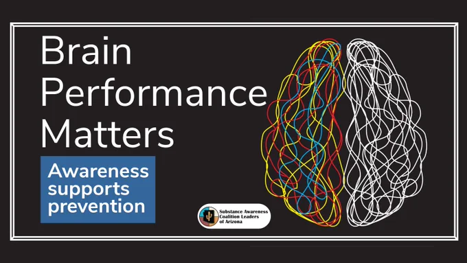 Promotional graphic highlighting the importance of brain performance with colorful abstract brain illustration. Encourages awareness for prevention.