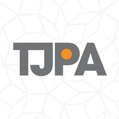 Title of “TJPA” with snowflake pattern in background