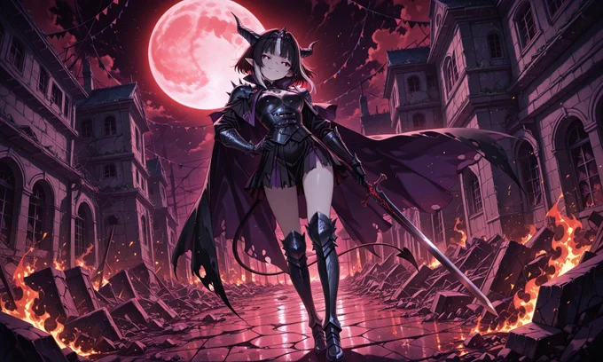 SFW. AI Illustration. AI Generated Artwork. No Nudity. No Suggestive Intent. No Gore. No Violent Intent. Completely Safe. Original Character aged 18 or older. My Original Background: Demon Lord Academy Ruins. Ascension - Avenger. Demon Lord Academy Professor. Witch Professor(The Dragon Witch of Malice). 1st Ascension: The Holy Witch.