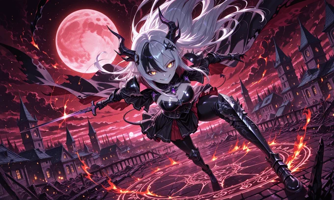 SFW. AI Illustration. AI Generated Artwork. No Nudity. No Suggestive Intent. No Gore. No Violent Intent. Completely Safe. Original Character aged 18 or older. My Original Background: Demon Lord Academy Apocalyptic Red Sky. Ascension - Avenger. Demon Lord Academy Professor. Witch Professor(The Dragon Witch of Malice). 3rd Ascension: The Dragon Witch Unleashed.
