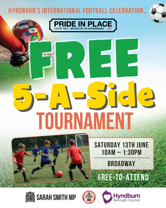 A graphic promoting the 5-a-side tournament.