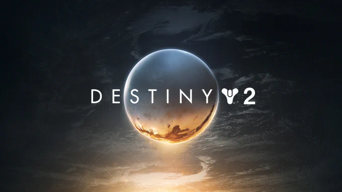Destiny 2 Traveler floating above a yellow glow behind the DESTINY 2 Logo