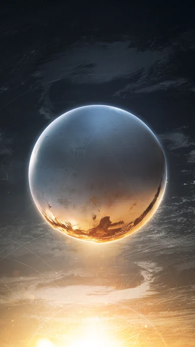 Destiny 2 Traveler floating above a yellow glow