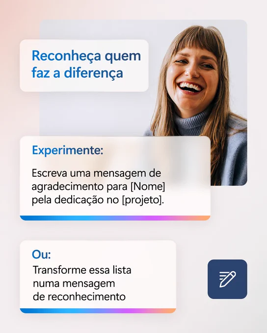 Pessoa em retrato com caixas de texto e ícone de edição.