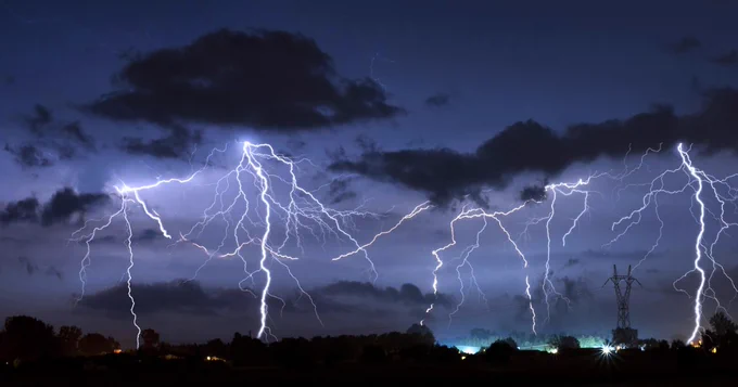 Lightning in the sky