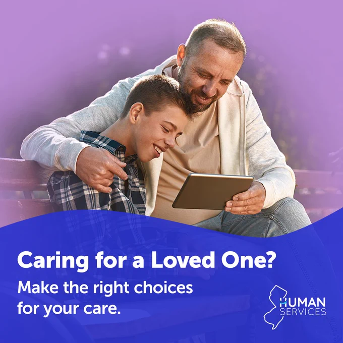 Caregiver Resources graphic that shows a caretaker reading to the individual they are looking after. 