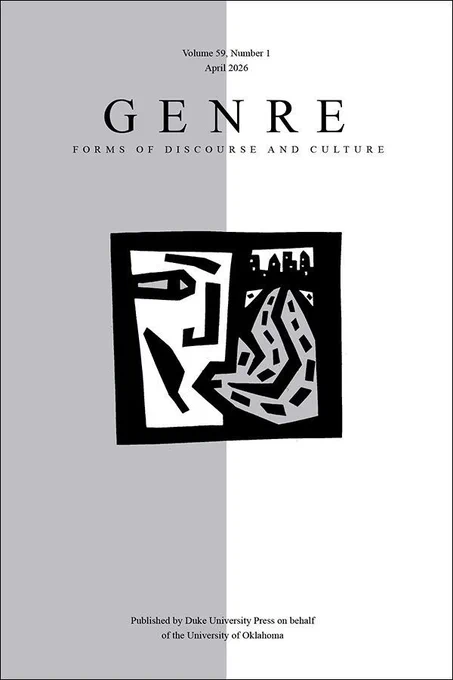 Cover of Genre volume 59 number 1 April 2026 features abstract black and white geometric artwork.