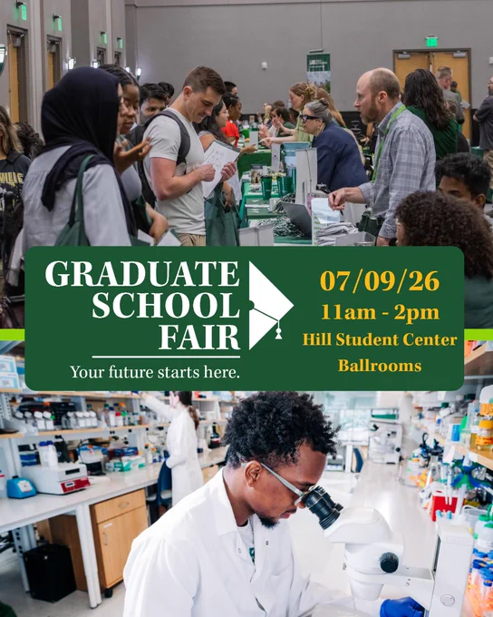 A graphic that says "Graduate School Fair | Your Future Starts Here.