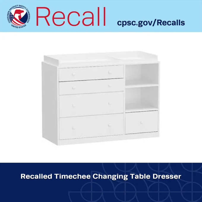 Recalled changing table dresser.