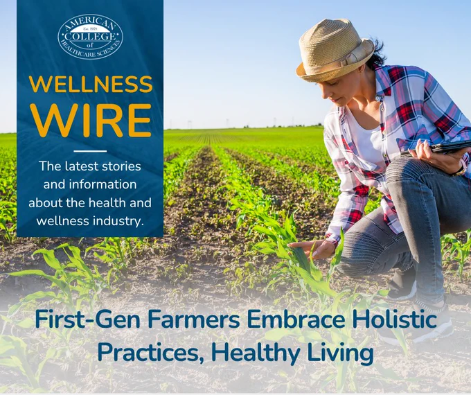 a woman crouching down to tend to green plants on a farm