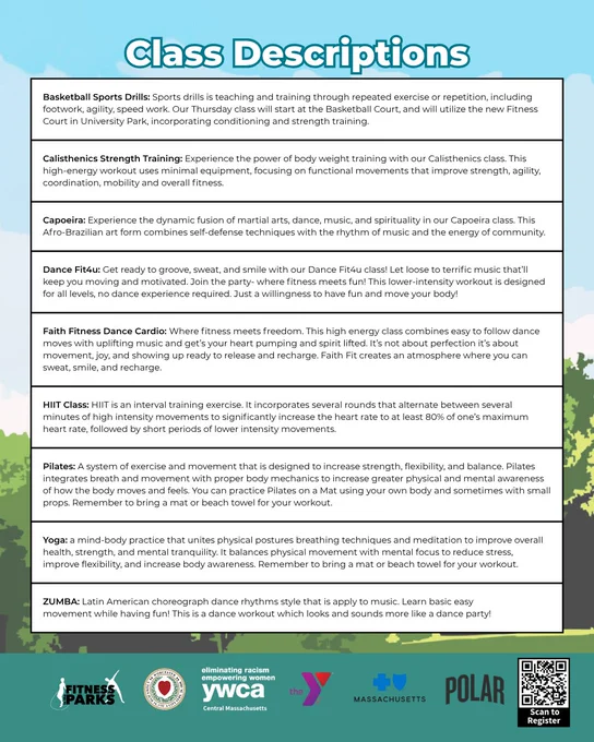 Graphic including a list of the classes and descriptions with text saying:

Class Descriptions 