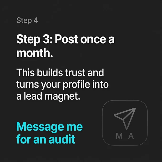 Do this every month and your feed stops being a portfolio. It becomes a source of new leads. Ready to try? DM me.
