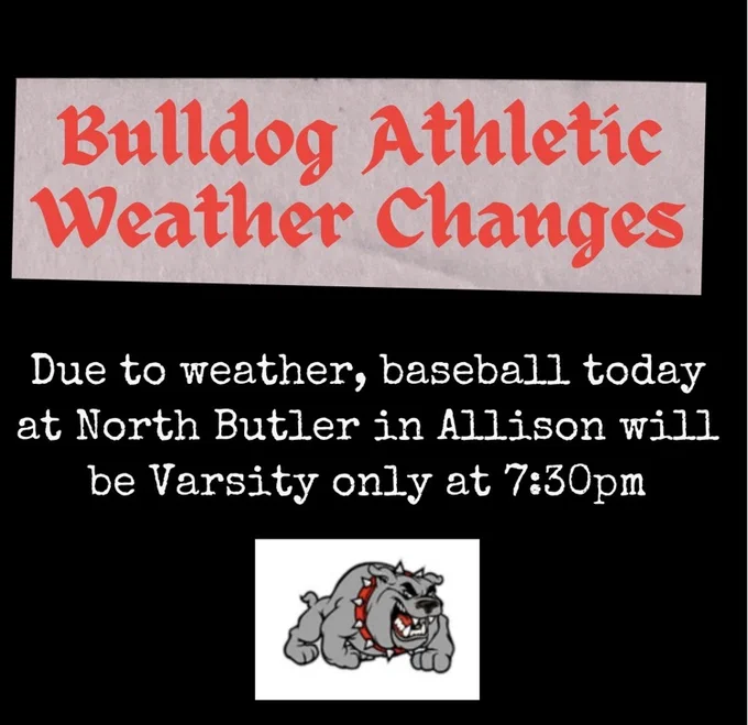 Varsity baseball today in Allison.