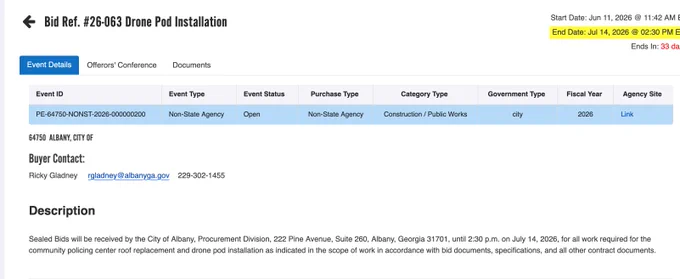 Bid Ref. #26-063 Drone Pod Installation