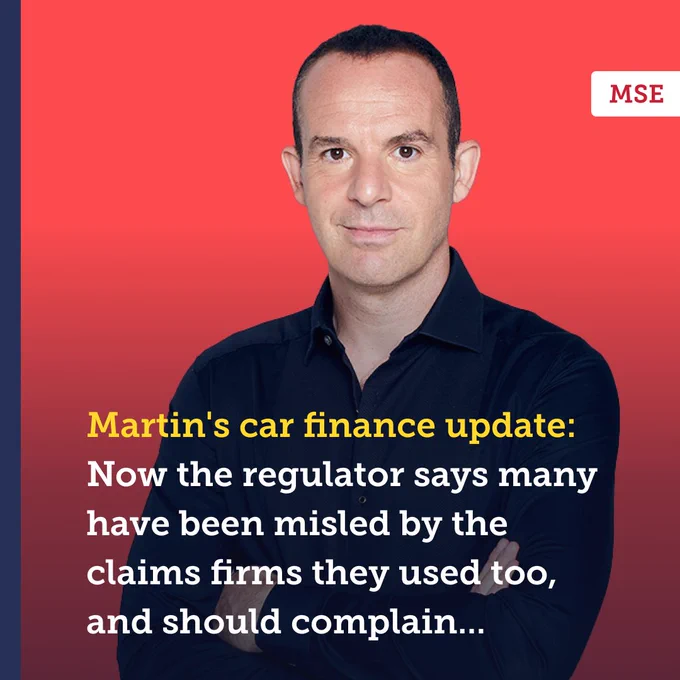 Martin's car finance update: \u2028Now the regulator says many have been misled by the claims firms they used too, and should complain... \n