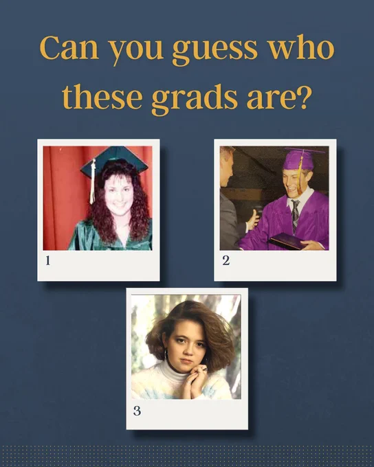 Can you guess who these grads are? Three photos of graduates from 1989 to 2006.