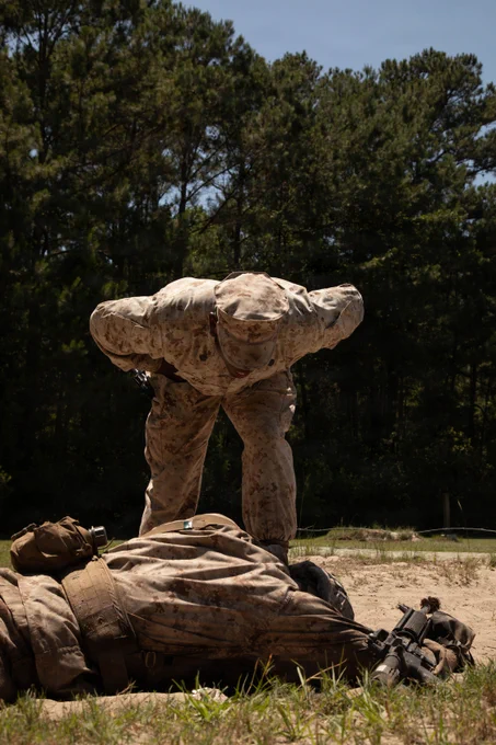 U.S. Marine Corps Staff Sgt. Robert Kemp, a Drill Instructor with Mike Company, 3rd Recruit Training Battalion, directs a recruit through the Battle of Fallujah event during the Crucible aboard Marine Corps Recruit Depot Parris Island, S.C., June 4, 2026. The Crucible is a 54-hour event that signifies the transformation from recruit to Marine. (U.S. Marine Corps photo by Lance Cpl. Katherine Fohn)\n\n