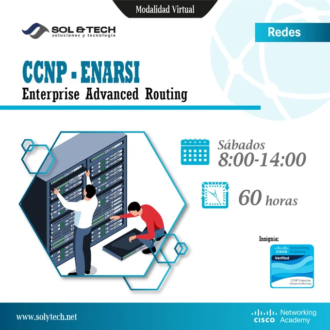 Pasa de técnico a especialista en redes
Si ya tienes bases, es momento de avanzar.
🌐 CCNP ENARSI te lleva a dominar routing avanzado, redundancia y redes de alto nivel.
👉 Da el siguiente paso, inscríbete ahora.”