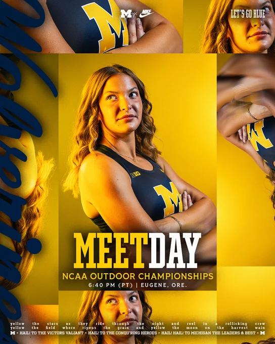 Michigan women's track and field meet day graphic featuring Elizabeth Tapper - June 11, 2026