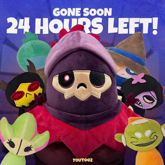 Peppin plush with the six Eclectics mini plushes in a forest scene. Text reads Gone Soon, 24 Hours Left.