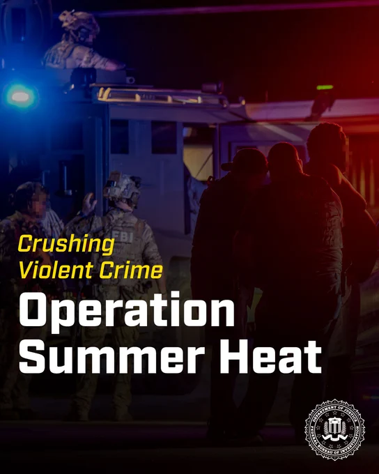 A photo taken at night of unidentified FBI Special Agents preparing for a law enforcement operation. The FBI's national initiative during the summer months is called "Operation Summer Heat" 2.0 and our priority is to crush violent crime.