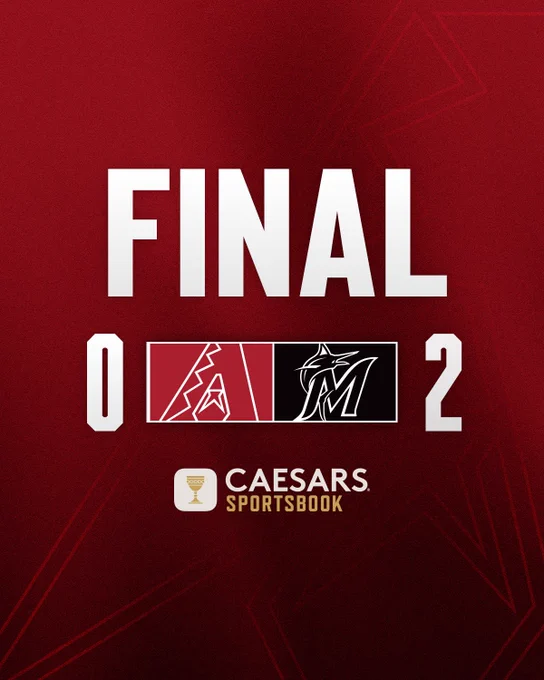 FINAL

Diamondbacks (logo) - 0
Marlins (logo) - 2

Caesars Sportsbook (logo)