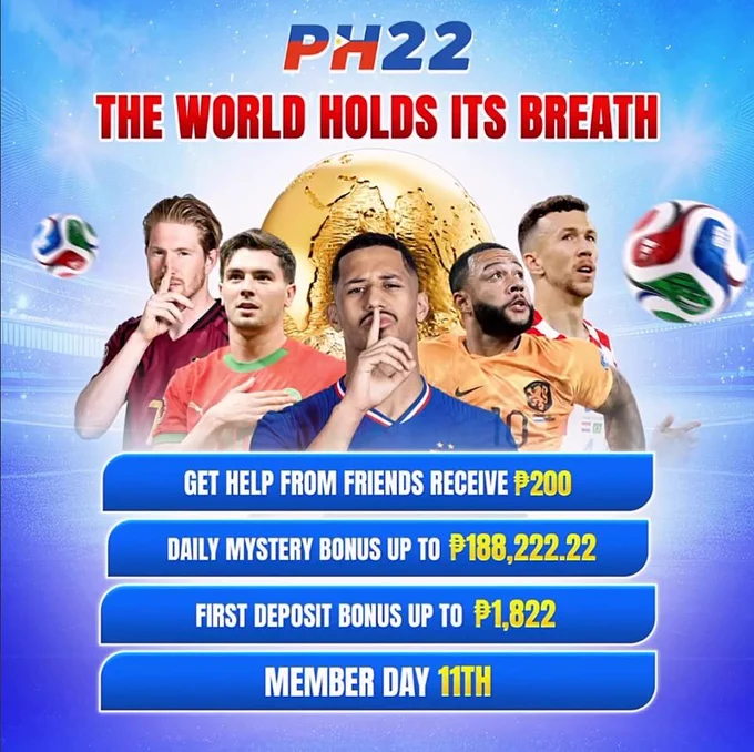 🎉𝐏𝐇𝟐𝟐 𝐄𝐗𝐂𝐋𝐔𝐒𝐈𝐕𝐄 𝐑𝐄𝐖𝐀𝐑𝐃𝐒 𝐀𝐑𝐄 𝐇𝐄𝐑𝐄! 🎉

🎁 Get Help from Friends – Receive 💸₱𝟚𝟘𝟘
🎊 Daily Mystery Bonus – Win up to 💸₱𝟙𝟠𝟠,𝟚𝟚𝟚.𝟚𝟚
💰 First Deposit Bonus – Get up to 💸₱𝟙,𝟠𝟚𝟚
🏆 MEMBER DAY Every 11TH – Special rewards and surprises await!

💥 More rewards, more excitement, and more chances to win every day only here at PH22!