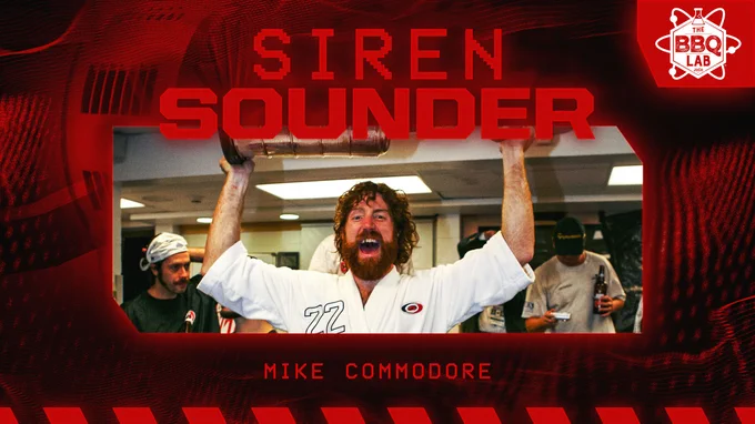 Graphic promoting Mike Commodore as tonight's siren sounder 