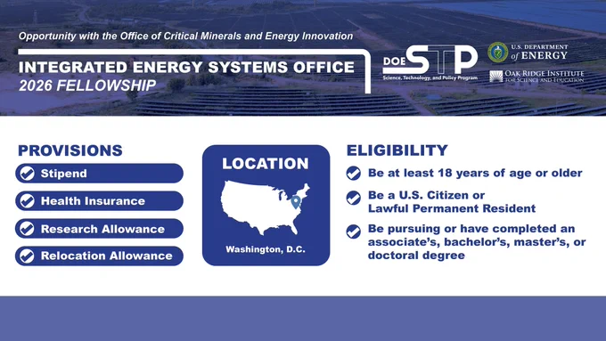 Promotional image for the DOE Integrated Energy Systems Office Fellowship