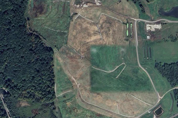 A satellite image of the 57-acre closed landfill just north of Bloomington. For years, officials with the Monroe County Solid Waste Management District wondered about the potential of the site for solar energy.
