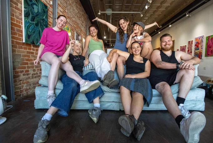 students sitting in the art studio in downtown San Luis Obispo
