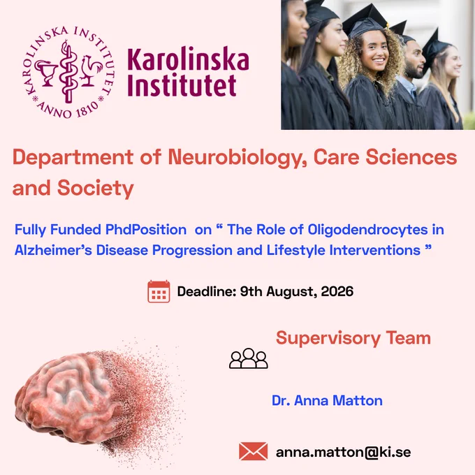 https://www.phdscanner.com/opportunities/phd-vacancies-karolinska-institutet-sweden-doctoral-student-position-on-the-role-of-oligodendrocytes-in-alzheimers-disease-progression-and-lifestyle-interventions-6e68d2a8-3785-42e9-a73d-8e0f8775ae5f
