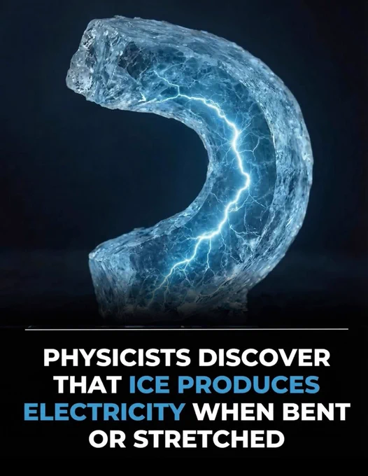 Scientists just discovered that twisting ice literally creates energy.

Ice may look cold and quiet—but under pressure, it comes alive electrically.

 A new study in Nature Physics reveals that when ice is bent, twisted, or stretched, it generates an electric charge through a process called flexoelectricity. Unlike piezoelectricity, which requires special crystal structures, flexoelectricity occurs in all insulators—meaning even ordinary ice can do it. 

Researchers from Spain, China, and the U.S. found that ice’s electrical behavior not only responds to mechanical stress but also changes with temperature in unexpected ways. At ultra-cold conditions, they observed the formation of a ferroelectric surface layer, capable of flipping its polarity like a magnet.

This discovery reshapes our understanding of ice, which has long been considered a passive material. “This paper changes how we view ice,” said lead author Xin Wen, “from a passive material to an active one.”