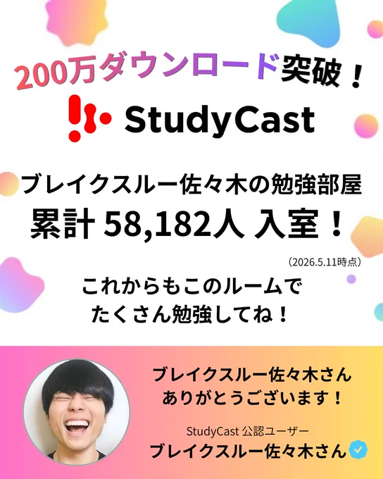 ブレイクスルー佐々木さん、本当にありがとうございます！