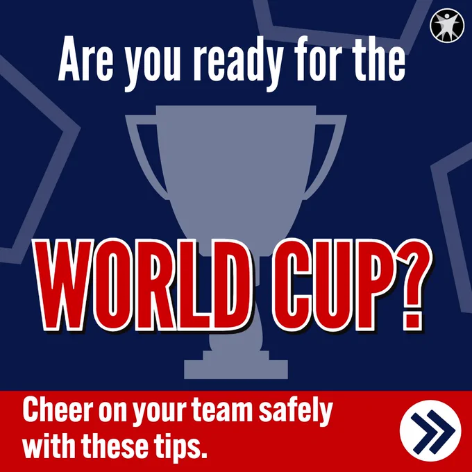 Are you ready for the WORLD CUP? Cheer on your team safely with these tips. Wisconsin Department of Health Services logo. 