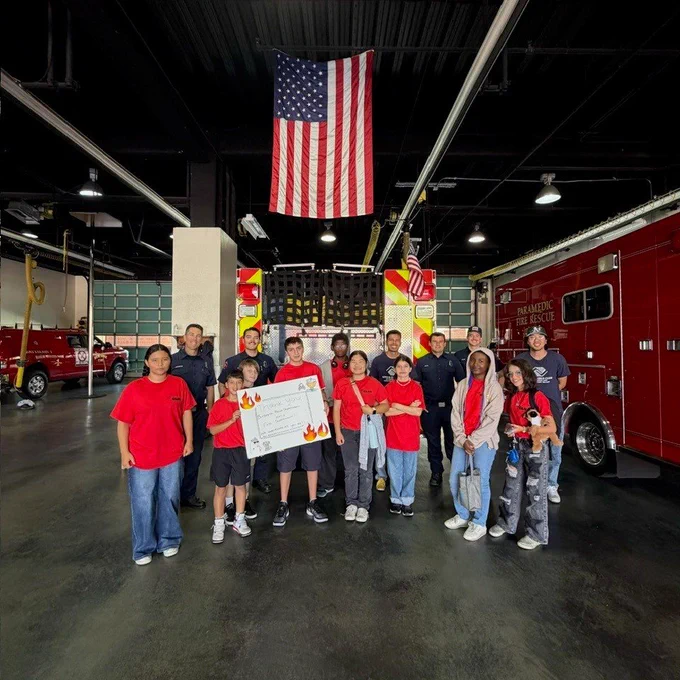 Burbank Fire Department with local youth