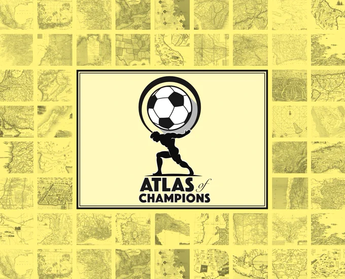 Pictured is a graphic that features Atlas holding a soccer ball. The graphic reads "Atlas of Champions."