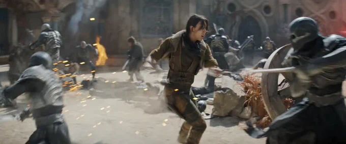 Dian fighting a horde of Skel-Knights.
