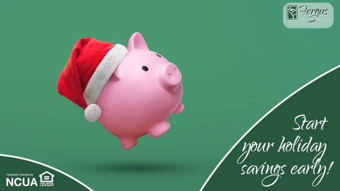 Start your holiday savings early with a Fergus FCU Holiday Club Account! 🎁

✔️ Only $25 to open
✔️ Higher dividends than regular Savings Accounts

Deposit $50 every other week, and save $500  by the time funds become available on November 1!

Contact us to open yours!
