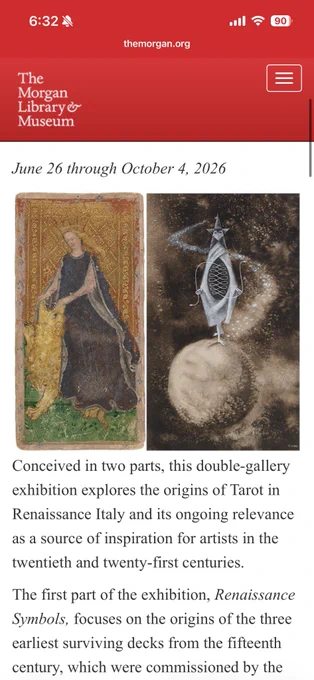 Conceived in two parts, this double-gallery exhibition explores the origins of Tarot in Renaissance Italy and its ongoing relevance as a source of inspiration for artists in the twentieth and twenty-first centuries.
The first part of the exhibition, Renaissance Symbols, focuses on the origins of the three earliest surviving decks from the fifteenth century, which were commissioned by the