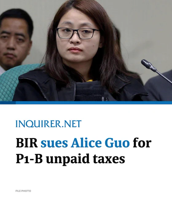 Former Bamban, Tarlac Mayor Alice Guo has been slapped with criminal charges by the BIR over an alleged P1-billion liability arising from tax evasion and her failure to file income tax returns from 2019 to 2023.