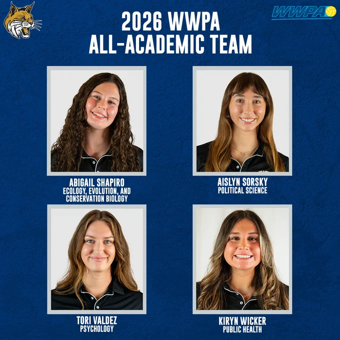 2026 WWPA All-Academic Team – UC Merced
Abigail Shapiro, Fr., Ecology, Evolution, and Conservation Biology
Aislyn Sorsky, Jr., Political Science
Victoria Valdez, Sr., Psychology
Kiryn Wicker, So., Public Health
