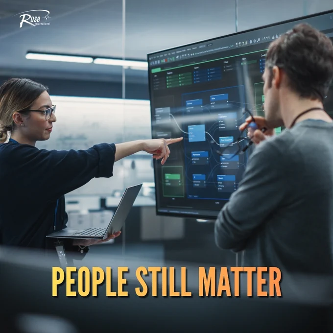 Rose International shares an image that reads “People Still Matter.”