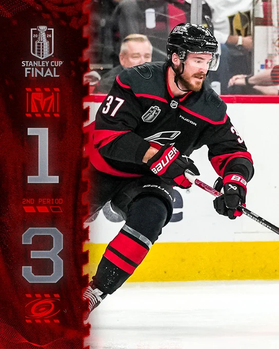 The Canes lead the Golden Knights 3-1 after the second period 