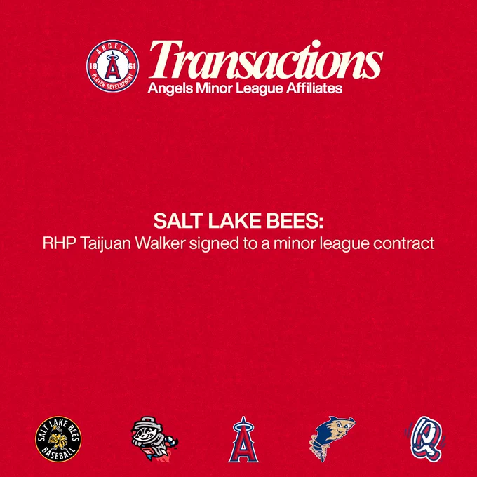 SALT LAKE BEES:
RHP Taijuan Walker signed to a minor league contract
