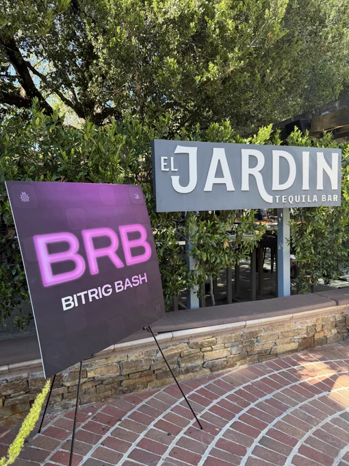 El Jardín restaurant with the Bitrig Bash sign