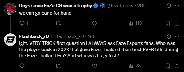 Context: Which person has more Faze Esports Ball Knowledge (Or just Faze knowledge idk).